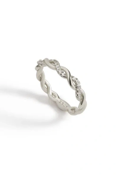 Mint & Lily Dainty Pave Twist Stacking Ring In Silver