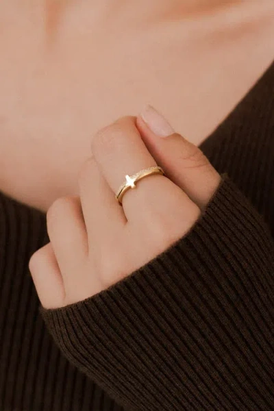 Mint & Lily Let God Be In Control Golden Cross Ring In Silver