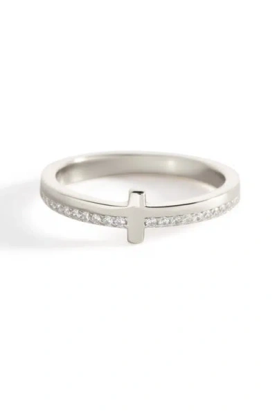 Mint & Lily Let God Be In Control Golden Cross Ring In Silver