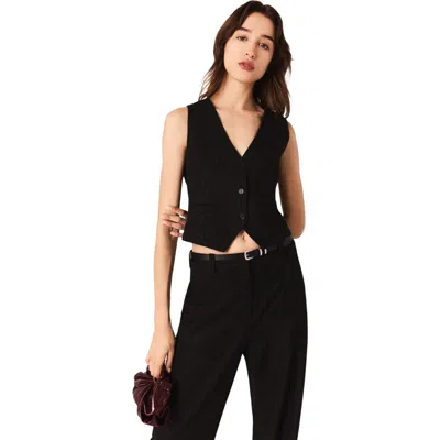 Maje Lanoir Embellished Sleeveless Jacket In Black