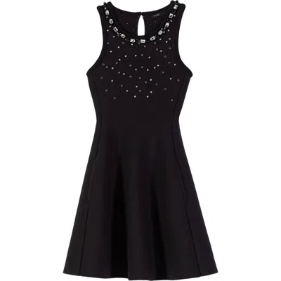 Maje Jewelled Skater Dress In Black