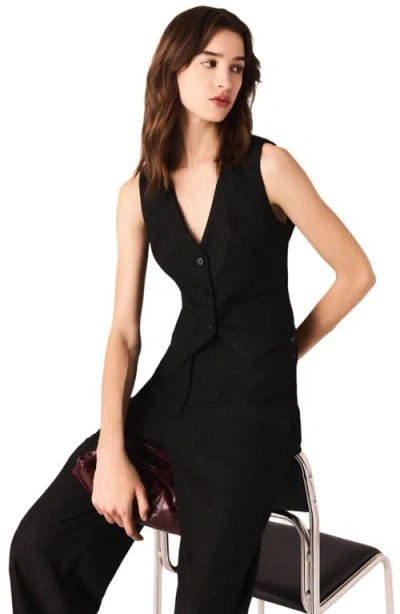 Maje Lanoir Embellished Sleeveless Jacket In Black