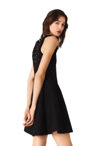 Maje Jewelled Skater Dress In Black