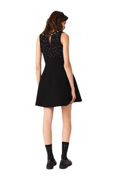 Maje Jewelled Skater Dress In Black
