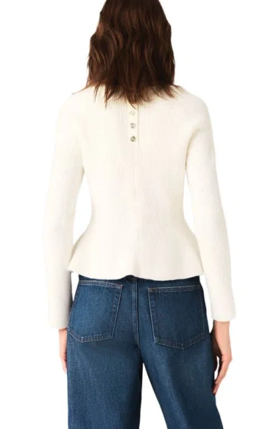 Maje Womens Ecru Peplum Square-neck Stretch-knit Jumper In Brown