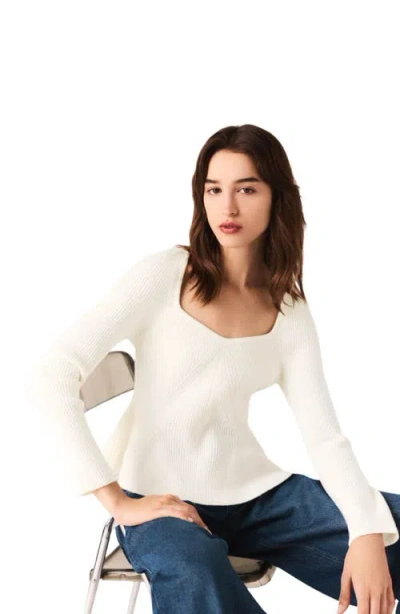 Maje Womens Ecru Peplum Square-neck Stretch-knit Jumper In Brown