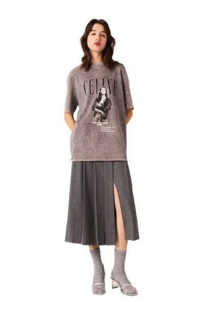 Maje Womens Grey Celine Dion Graphic-print Cotton T-shirt In Gray