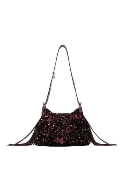 Maje Womens Miss M Mini Sequin-embellished Shoulder Bag Brown In Brown