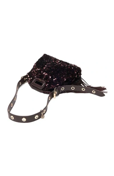 Maje Womens Miss M Mini Sequin-embellished Shoulder Bag Brown In Brown
