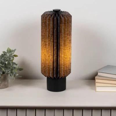 Jonathan Y Banks Modern Minimalist Paper Pleated Column Accent Led Table Lamp In Black