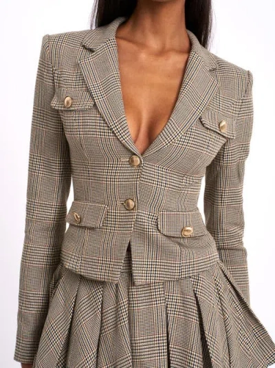 Miss Circle Oakley Long Sleeve Tailored Blazer Jacket In Gray