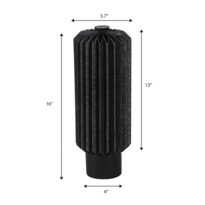 Jonathan Y Banks Modern Minimalist Paper Pleated Column Accent Led Table Lamp In Black