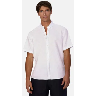 Industrie Australia The Tennyson Linen Blend Short Sleeve Shirt In White