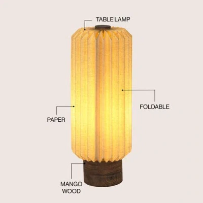 Jonathan Y Banks Modern Minimalist Paper Pleated Column Accent Led Table Lamp In Brown