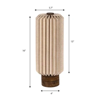 Jonathan Y Banks Modern Minimalist Paper Pleated Column Accent Led Table Lamp In Brown