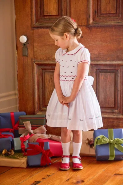 Little English Kids' Holly Smocked Claiborne Dress In Red