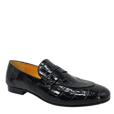 Madison Maison Leather Flat Moc Croc Loafer In Black