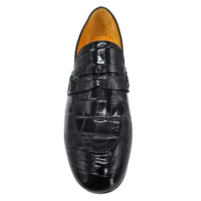Madison Maison Leather Flat Moc Croc Loafer In Black