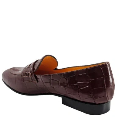 Madison Maison Leather Flat Moc Croc Loafer In Brown