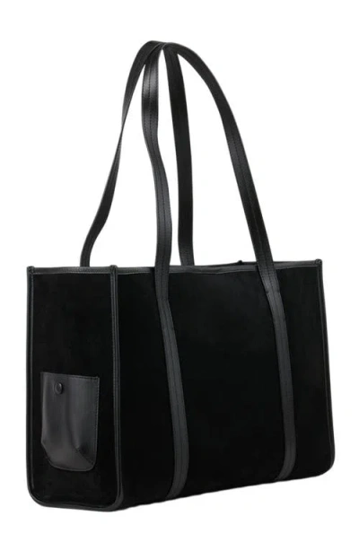 Sandro Soft Suede Shopping Bag In Black