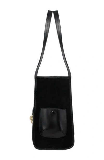 Sandro Soft Suede Shopping Bag In Black