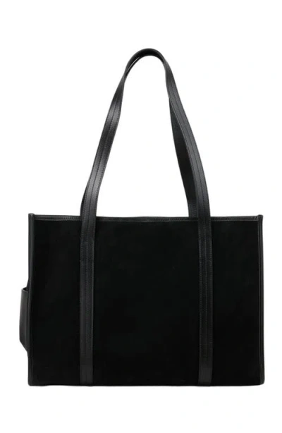 Sandro Soft Suede Shopping Bag In Black