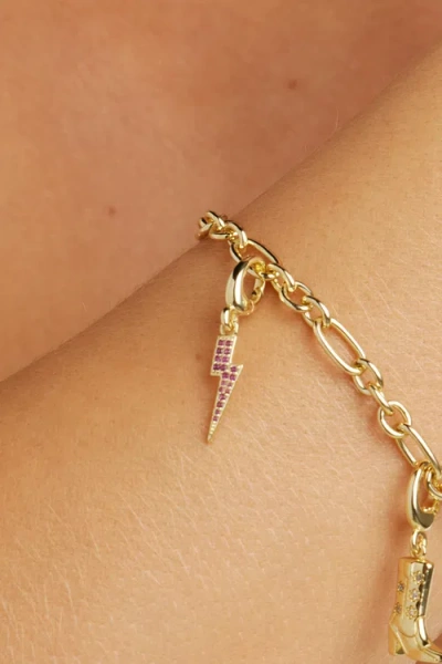 Untamed Petals Lightning Bolt Charm In Gold