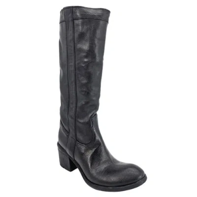 Madison Maison Washed Leather Knee-high Pull-on Boot In Black