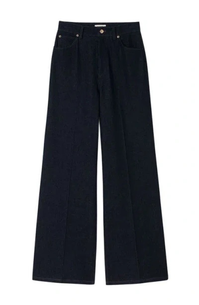 Sandro Raph Mid Rise Wide Leg Jeans In Blue Jean In Blue