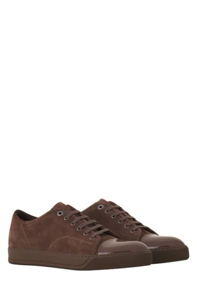 Lanvin Dbb1 Suede And Patent Leather Sneakers In Brown
