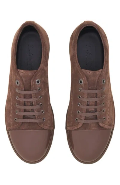 Lanvin Dbb1 Suede And Patent Leather Sneakers In Brown