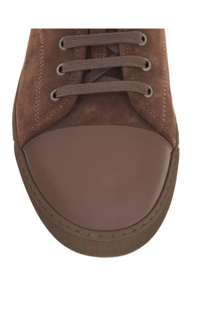 Lanvin Dbb1 Suede And Patent Leather Sneakers In Brown