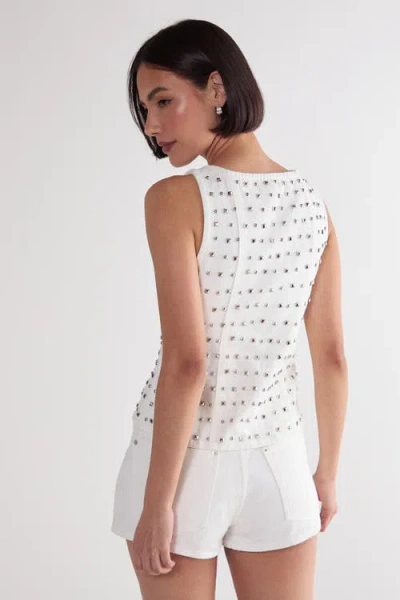 Nasty Gal Studded Denim Shorts In White