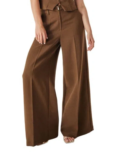 Nasty Gal Tailored Zip Front Wide Leg Pants In Brown