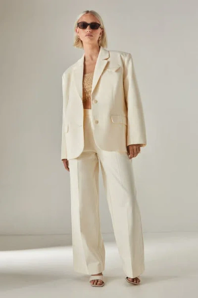 Nasty Gal Twill Buckle Tailored Pants In White