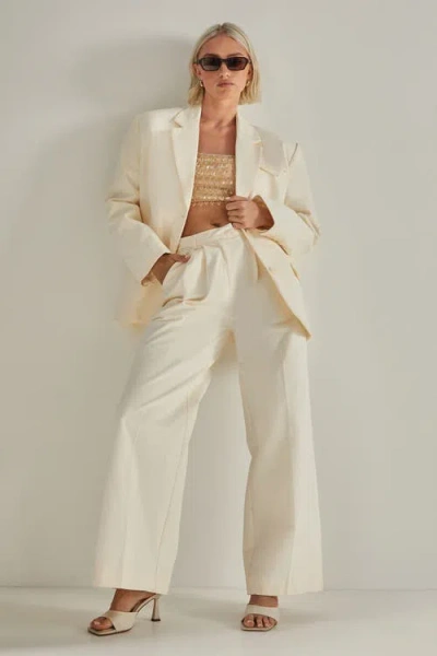 Nasty Gal Twill Buckle Tailored Pants In White