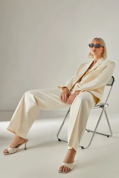 Nasty Gal Twill Buckle Tailored Pants In White