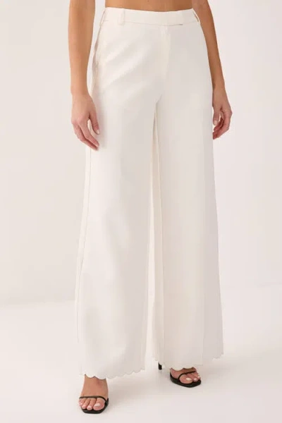 Nasty Gal Embroidered Tailored Wide Leg Pants In White