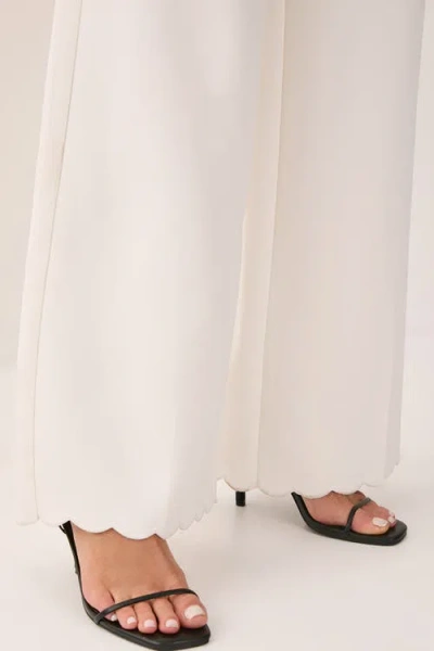 Nasty Gal Embroidered Tailored Wide Leg Pants In White
