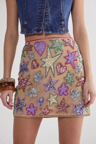 Nasty Gal Hand Embellished Sequin Mini Skirt In Multi