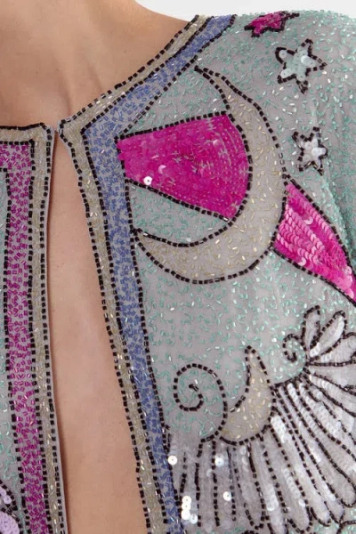 Nasty Gal Celestial Placement Beaded Jacket In Blue
