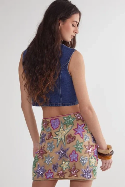 Nasty Gal Hand Embellished Sequin Mini Skirt In Multi
