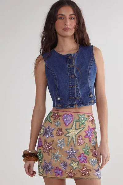 Nasty Gal Hand Embellished Sequin Mini Skirt In Multi