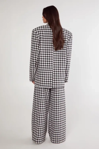 Nasty Gal Gingham Tailored Wide Leg Pants In Multi