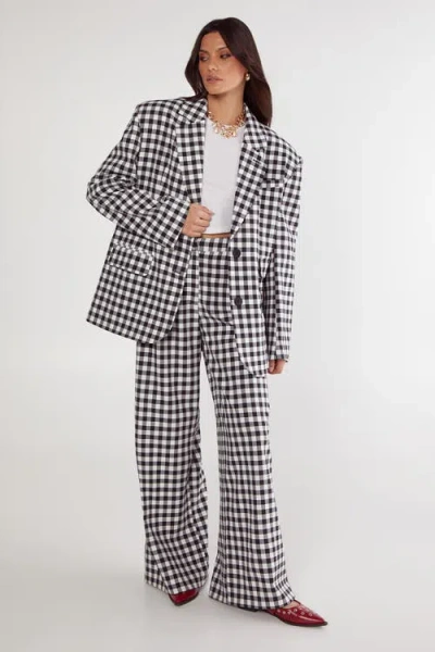 Nasty Gal Gingham Tailored Wide Leg Pants In Multi