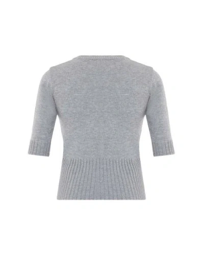 Theo The Label Nomia Ribbed Waist Crew Sweater Tee In Gray