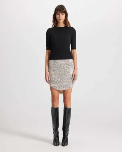 Theo The Label Nomia Ribbed Waist Crew Sweater Tee In Black