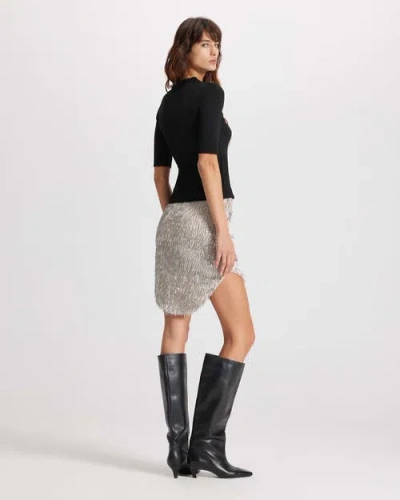 Theo The Label Nomia Ribbed Waist Crew Sweater Tee In Black