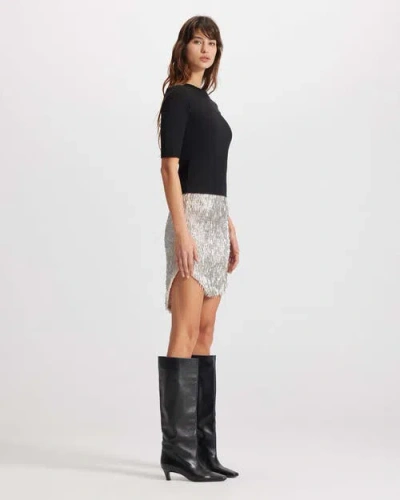 Theo The Label Nomia Ribbed Waist Crew Sweater Tee In Black