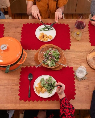 Graf & Lantz Graf Lantz Merino Wool Crest Placemat In Red